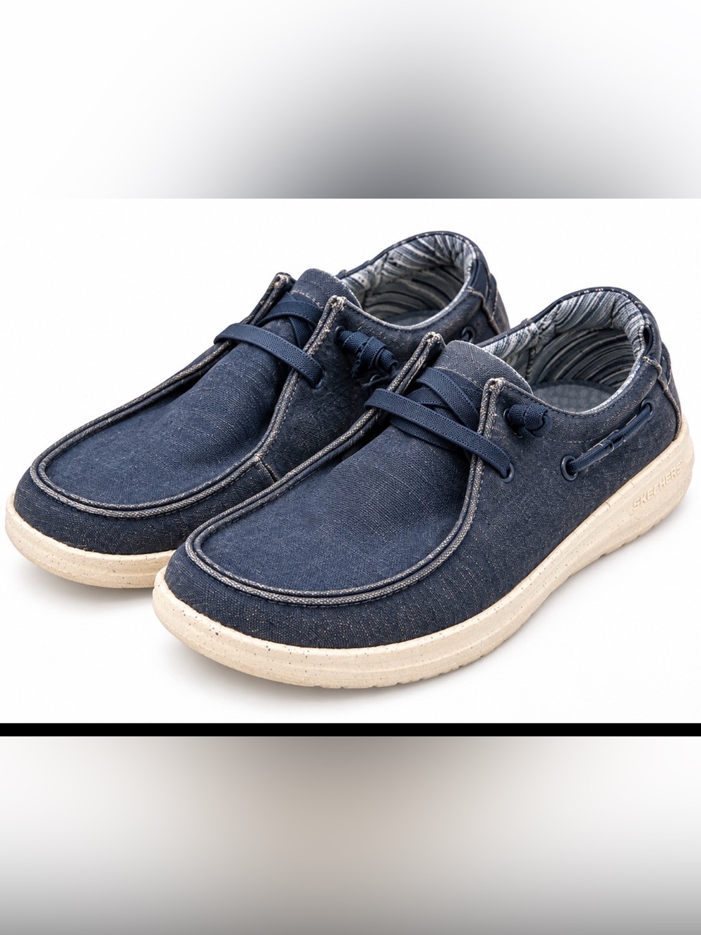 Skechers Navy Canvas Slip-On Loafers with Cream Sole